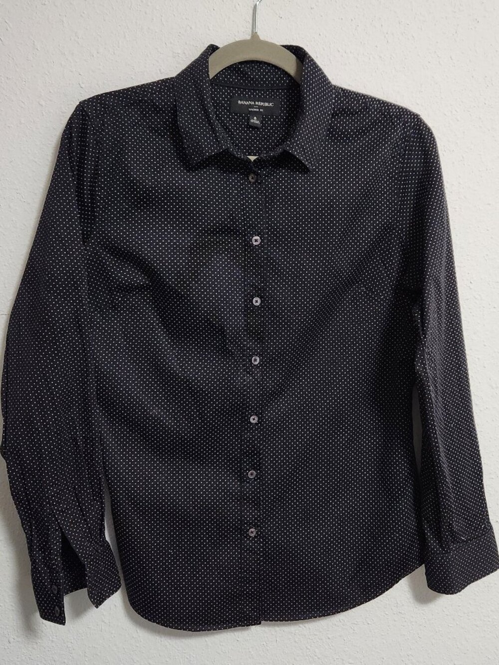 Banana Republic | Black Tailored Polka Dot Button Down Shirt 8